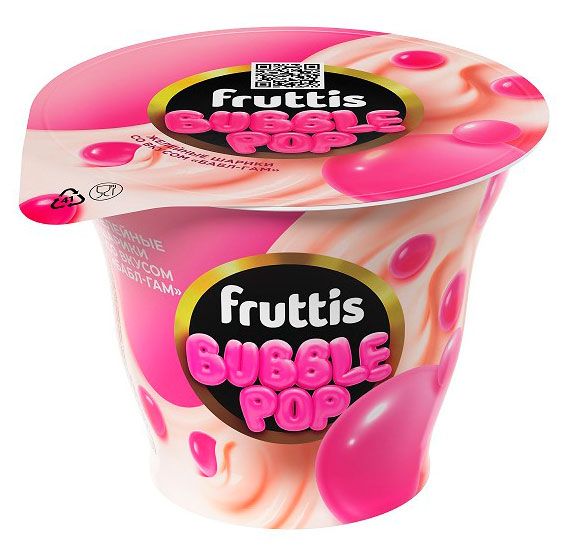 Йогуртный продукт Fruttis Bubble Pop со вкусом бабл-гама и шариками с соком 44 180 г 105₽