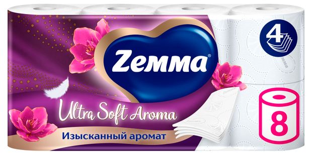 Zemma Туалетная бумага Zemma Ultra Soft Aroma 4 слоя, 8 рулонов