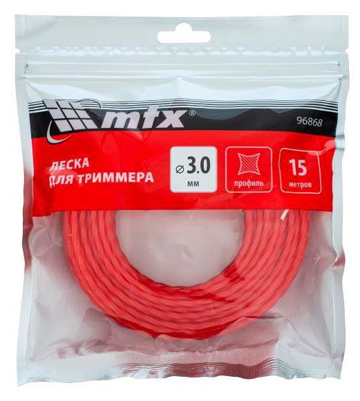 Леска для триммера MTX витой квадр, 3 мм х 15 м