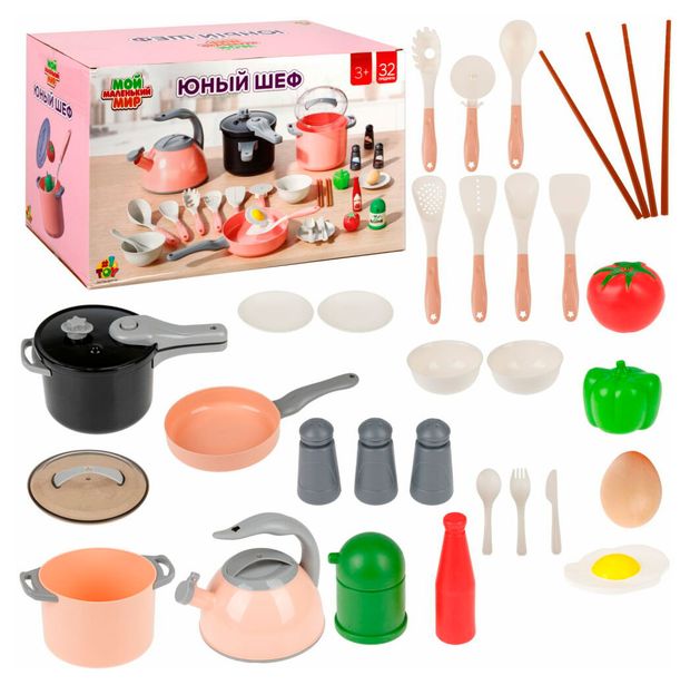 Набор игровой кухонный 1TOY Юный шеф, 32 предмета