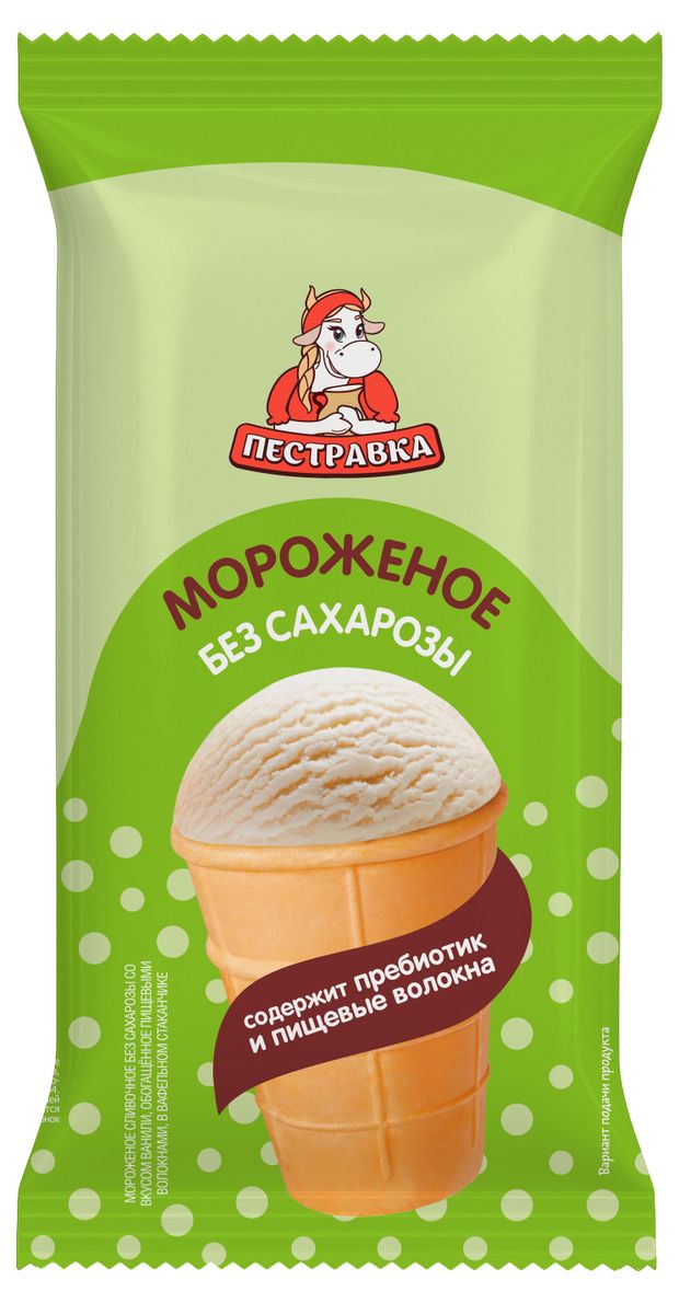 Мороженое сливочное Пестравка Стаканчик без сахарозы со вкусом ванили, 80 г