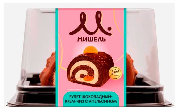 Рулет бисквитный Мишель Шоколадный крем-чиз с апельсином охлажденный, 230 г