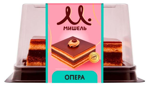 Торт шоколадно-бисквитный Мишель Опера с кофейно-шоколадным кремом охлажденный, 220 г