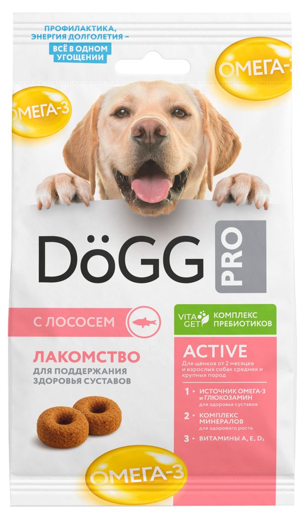 Лакомство для собак средних и крупных пород Dogg PRO для поддержания здоровья зубов с лососем, 90 г