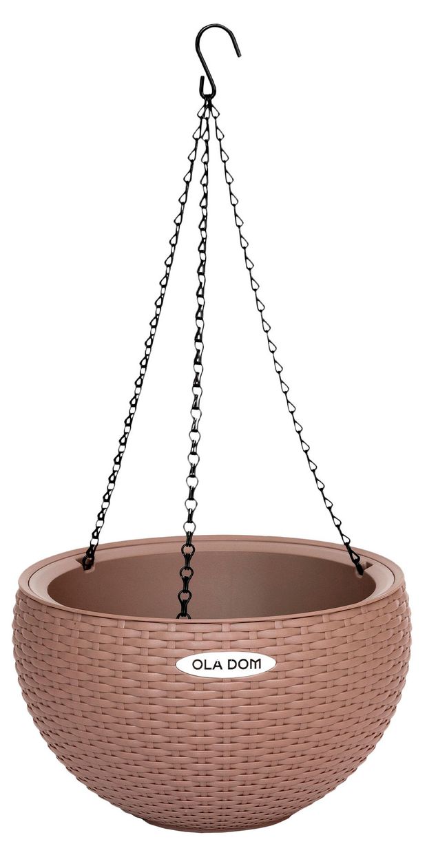 Кашпо подвесное OLA DOM Rattan серое, 34х20,9 см