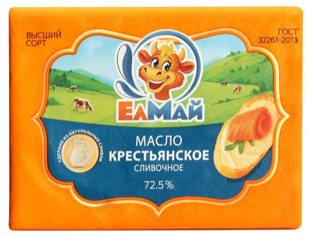 Масло сливочное Елмай Крестьянское халяль 72,5% БЗМЖ, 160 г