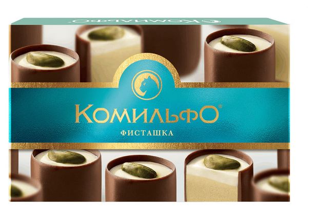 Конфеты Комильфо шоколадные с двухслойной начинкой со вкусом фисташки, 116 г