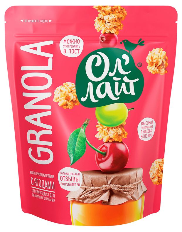 Мюсли запеченные Ол'Лайт Granola с ягодами, 280 г
