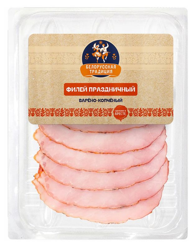 Филей варено-копченый Белорусская традиция праздничный нарезка Беларусь, 90 г
