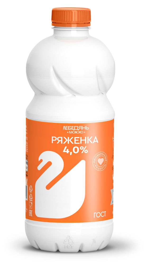 Ряженка Лебедянь молоко 4% БЗМЖ, 900 г