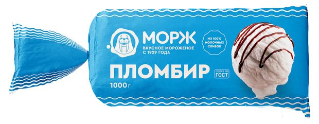 Мороженое пломбир Морж 15% ГОСТ БЗМЖ, 1 кг