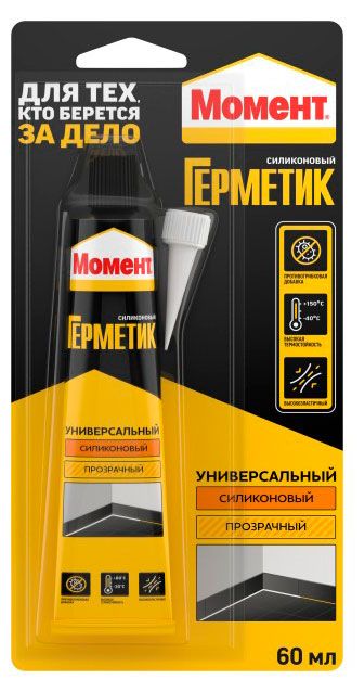 Герметик силиконовый Момент Универсальный прозрачный, 60 мл