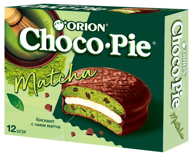 Пирожное бисквитное Choco Pie с чаем матча, 360 г