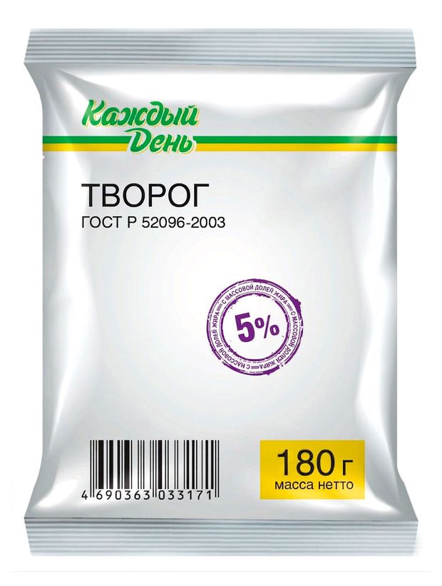 Творог Каждый день брикет 5% БЗМЖ, 180 г