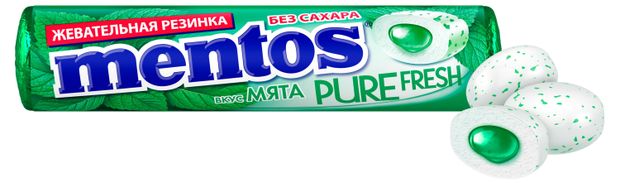 Резинка жевательная Mentos Pure White Нежная Мята, 15,5 г