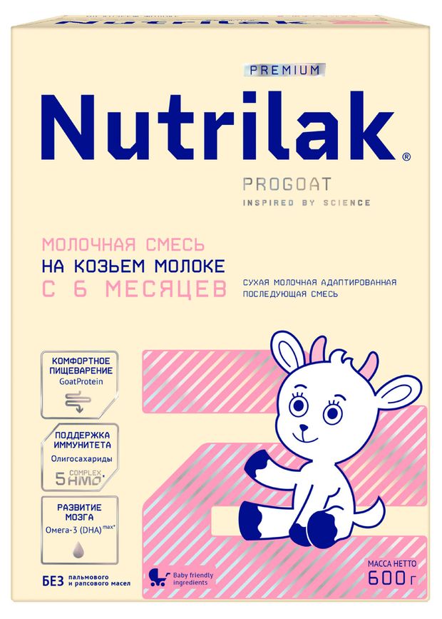 Смесь молочная сухая Nutrilak Премиум 2 на козьем молоке БЗМЖ с 6 мес., 600 г