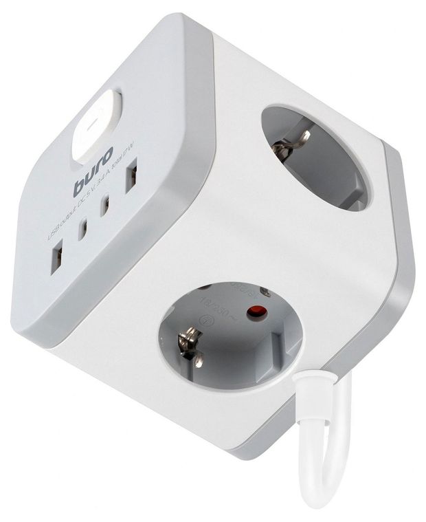 Сетевой удлинитель BURO BU-PC3.1UС-W белый, 1,5 м