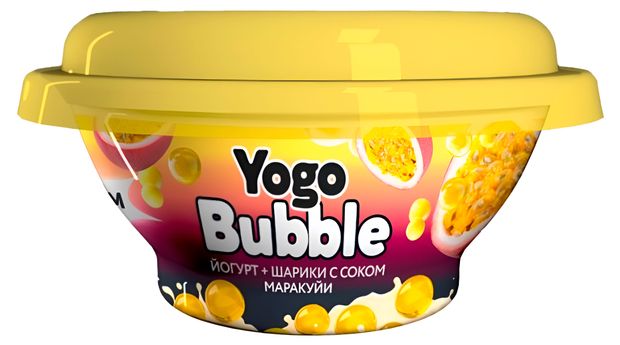 Йогурт густой ложковый Молочный мир Yogo Bubble с шариками и соком маракуйи БЗМЖ Беларусь, 120 г