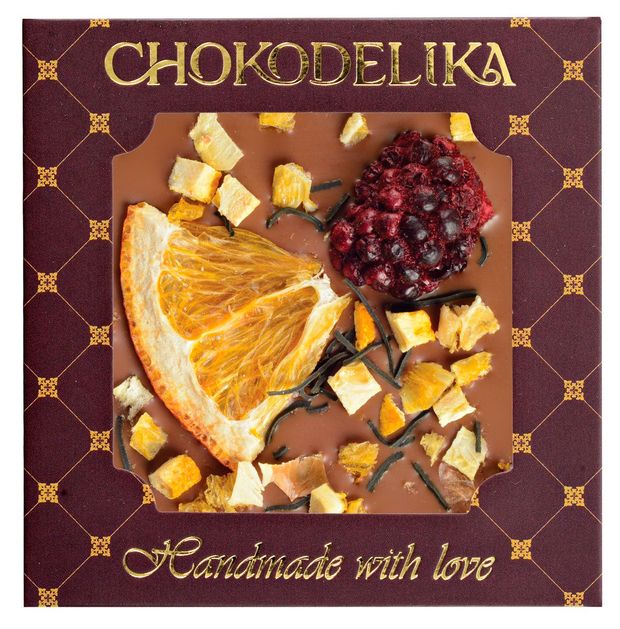 Шоколад молочный Chokodelika с ежевикой и апельсином, 35 г