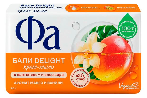 Крем-мыло туалетное Фа Бали Delight с манго и ванилью, 90 г