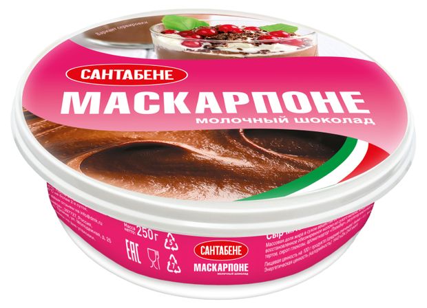 Сыр десертный мягкий сливочный Маскарпоне Саетабене молочный шоколад 60% БЗМЖ, 250 г