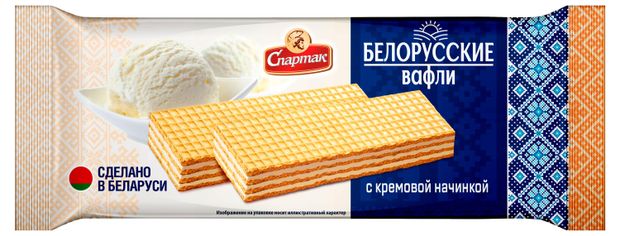 Вафли Спартак Белорусские с кремовой начинкой Беларусь, 72 г