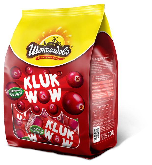 Конфеты Шоколадово Клюк вау Kluk-WOW с клюквой Беларусь, 200 г