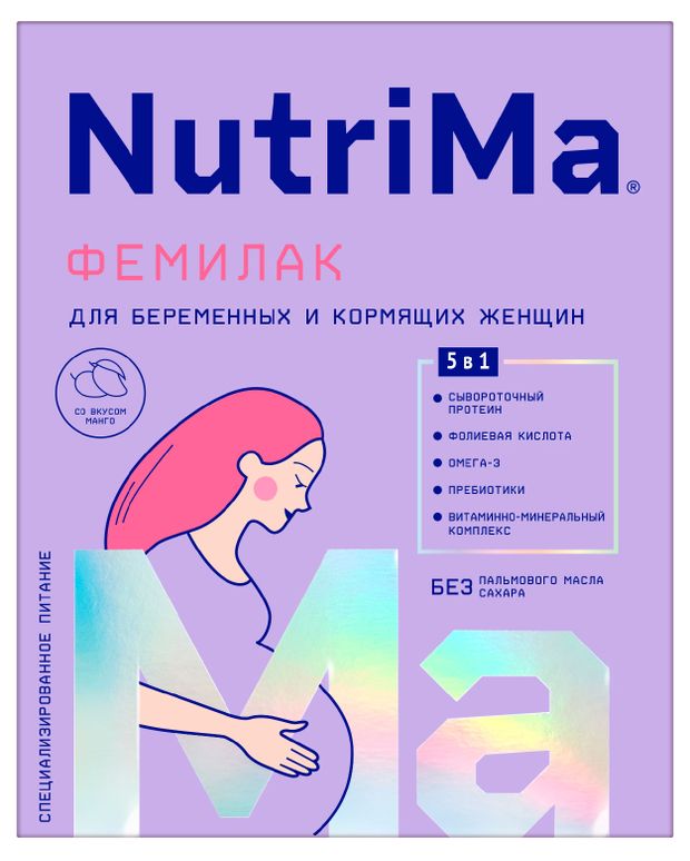 Смесь молочная NutriMa Фемилак для беременных и кормящих мам со вкусом манго, 350 г