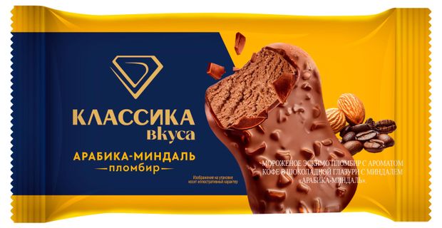 Мороженое пломбир Классика Collection Эскимо Арабика-Миндаль 12 %, 65 г