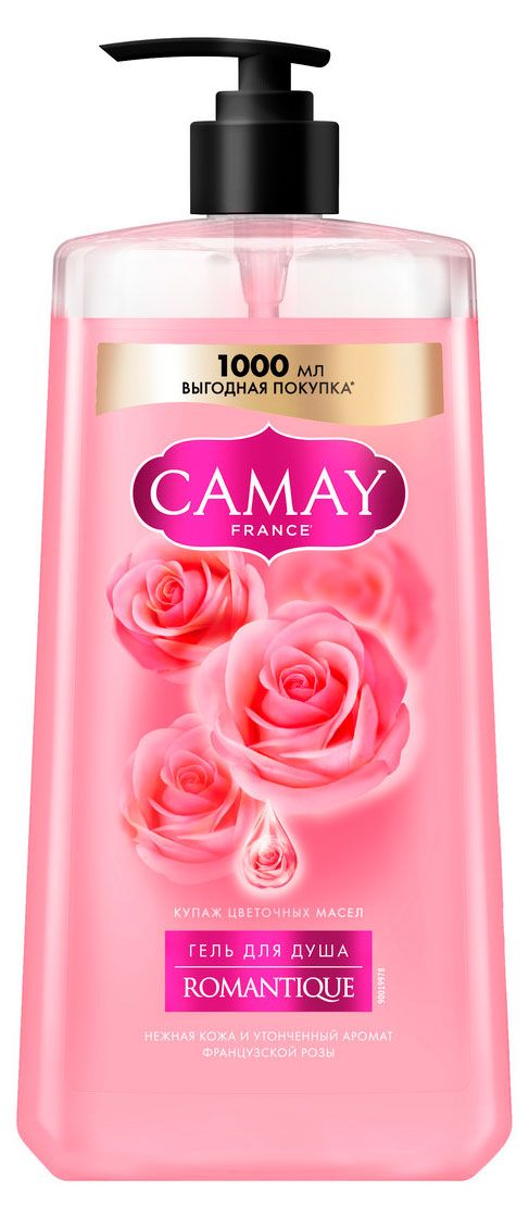 Гель для душа Camay парфюмированный с ароматом французской розы, 1 л