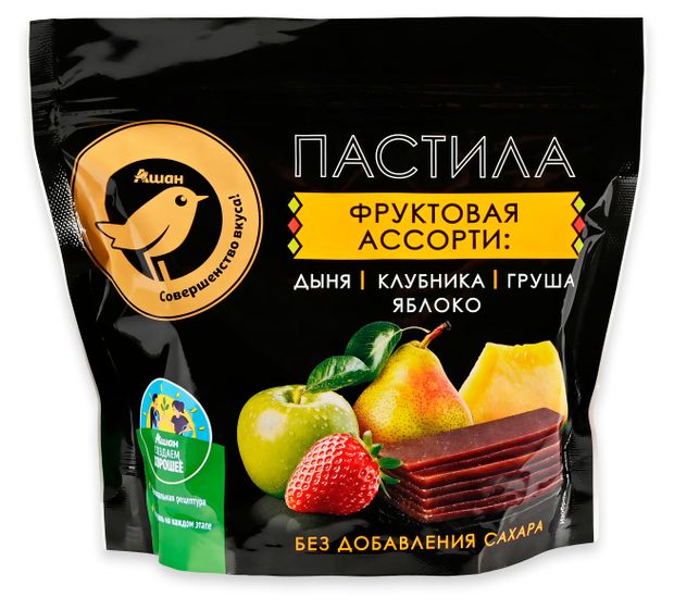 Пастила АШАН Золотая птица Фруктовое ассорти без сахара, 200 г