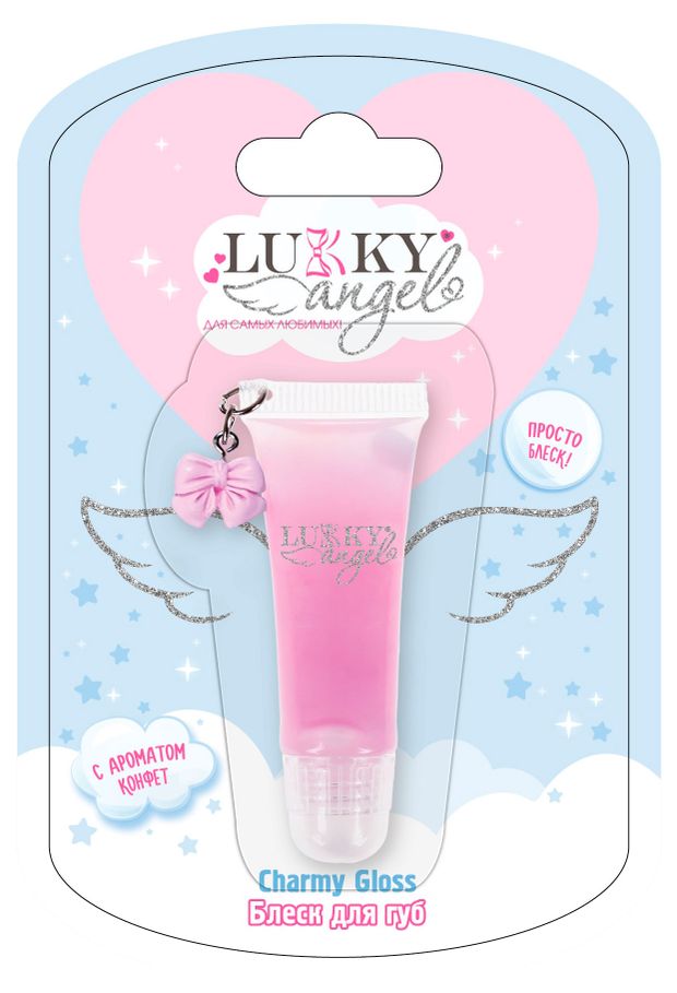 Блекс для губ детский Lukky Angel Charmy Gloss сверкающий с ароматом конфет розовый, 6 мл