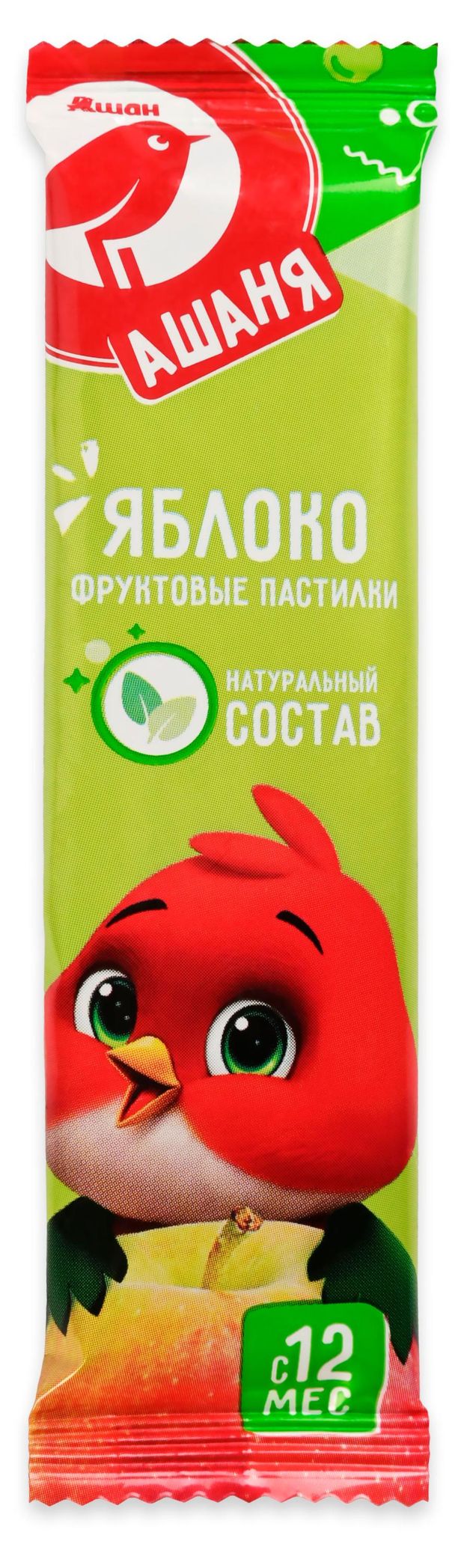 Фруктовые пастилки АШАН Красная птица Ашаня яблоко с 12 мес., 15 г
