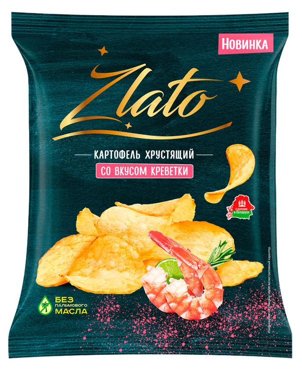 Чипсы картофельные Zlato со вкусом креветки Беларусь, 70 г