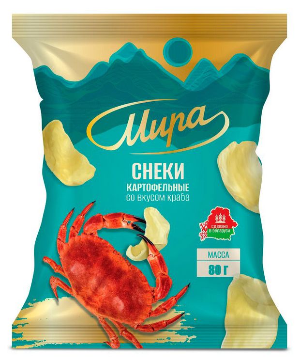 Снеки картофельные Мира со вкусом краба Беларусь, 80 г