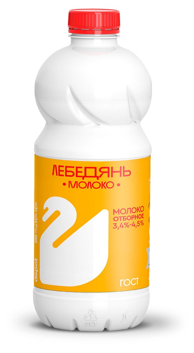 Молоко пастеризованное питьевое Лебедяньмолоко цельное отборное 3,4 - 4,5% БЗМЖ охлажденное, 900 г