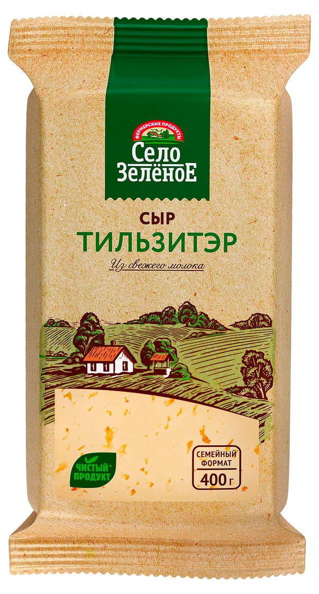 Сыр полутвердый Тильзитер Село Зеленое 50% БЗМЖ, 400 г