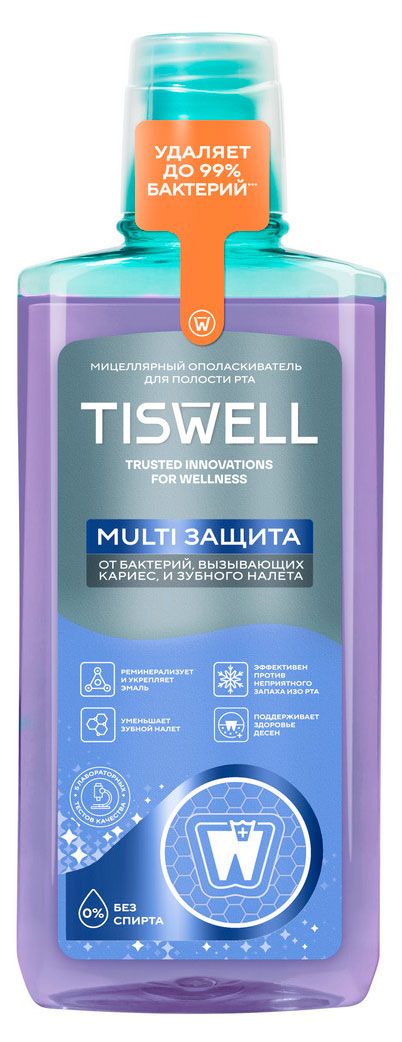 Ополаскиватель для полости рта TISWELL Multi Защита от кариеса налета неприятного запаха и зубного камня, 500 мл