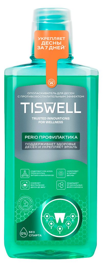 Ополаскиватель для полости рта TISWELL от кариеса воспаления и кровоточивости с троксерутином, 500 мл