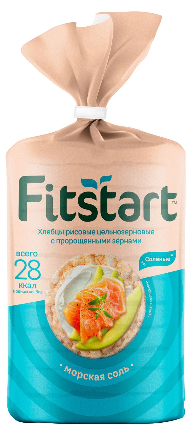 Хлебцы рисовые Fitstart цельнозерновые с пророщенными зернами Морская соль, 90 г
