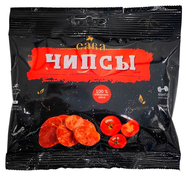Снеки мясные сыровяленые САВА Чипсы из свинины классические, 30 г