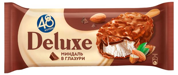 Мороженое 48 Копеек Deluxe Эскимо миндаль в глазури, 59 г