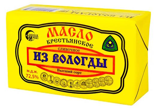 Масло сливочное Из Вологды Крестьянское 72,5%, 180 г