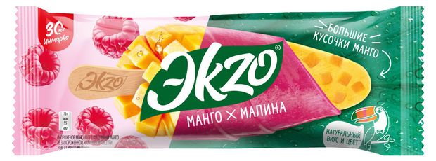 Мороженое молочное Эkzo Манго-малина с кусочками манго, 70 г