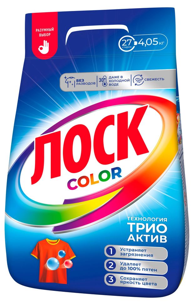 Стиральный порошок Лоск Color для цветного белья, 4,05 кг (27 стирок)