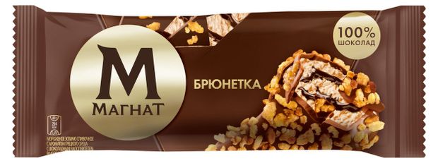 Мороженое сливочное Магнат Эскимо с ароматом грецкого ореха с шоколадным наполнителем, 67 г