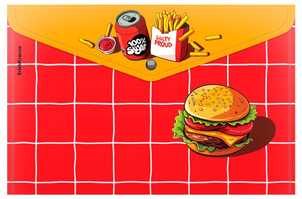 Папка-конверт ErichKrause Cheat Meal на кнопке А4, 1 шт в ассортименте