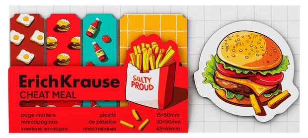 Клейкие закладки ErichKrause Cheat Meal пластиковые, 100 л