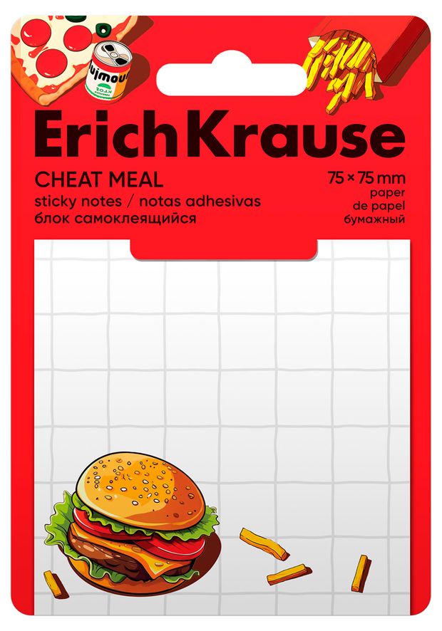 Блок самоклеящийся бумажный ErichKrause Cheat Meal 75х75 мм, 50 л