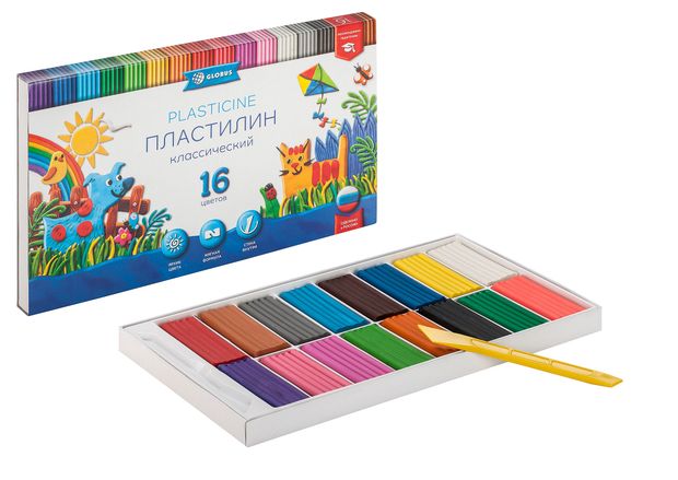 Пластилин GLOBUS Классический, 16 цветов